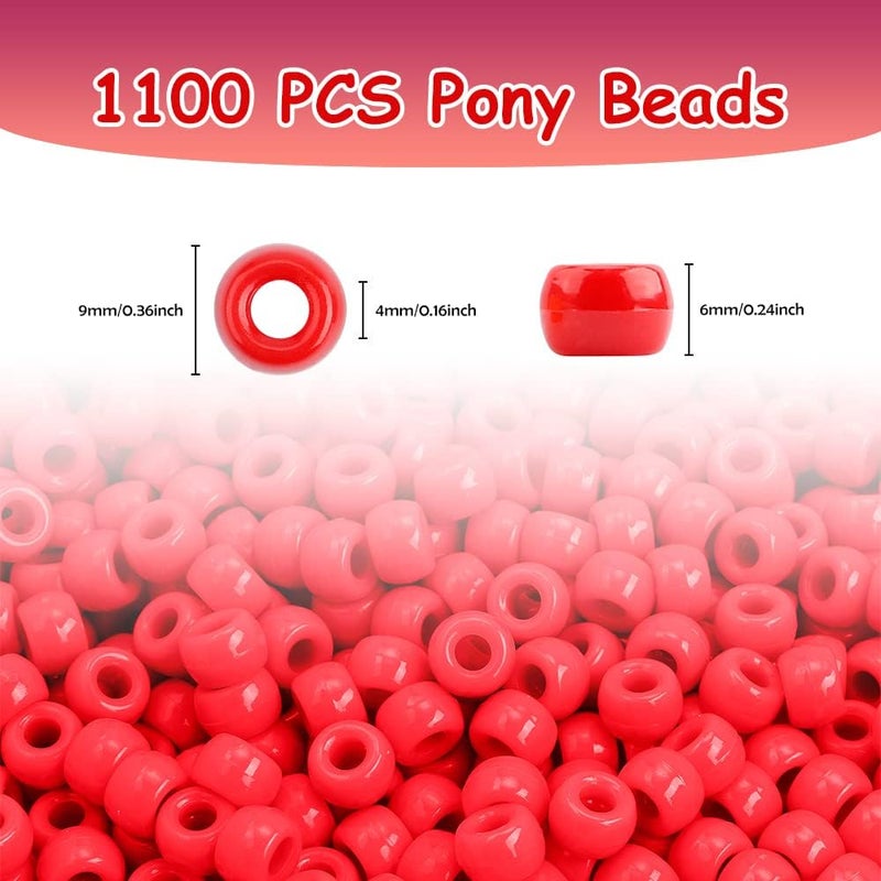 anpiwshjo Red Beads,1100 PCS Christmas Bead for Crafts,Beads for Bracelets,Pony Bead Bulk Jewelry Making for Bracelets Making,Christmas Bracelet Gifts for Girl(Red) - Image 2